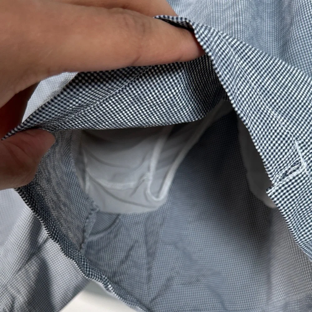 Onia Charles Short Size XL Swim Trunks Blue White Gingham Quick-Dry Mesh Lined